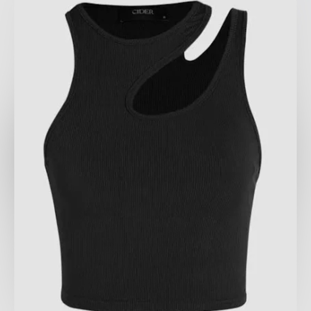 Black, Shoulder Cut Out, One Sized Tank